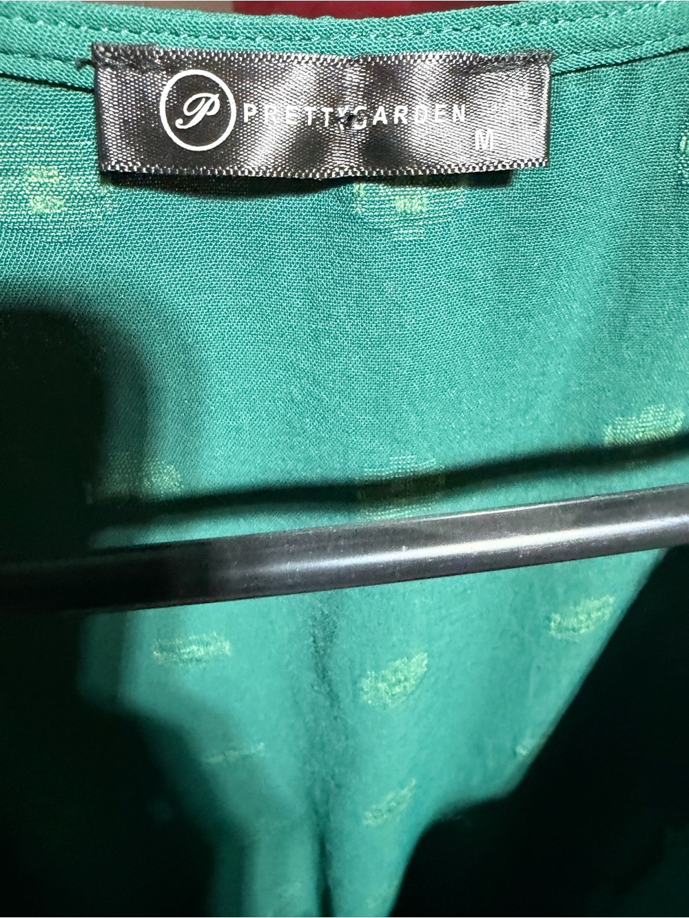 Smocked Waist Green Maxi Dress with Textured Dot Detail - Picture 5 of 6